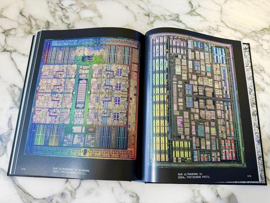 A spread of two shimmering Sun Ultrasparc CPU dies, “Silicon”, Arena Books, 2026