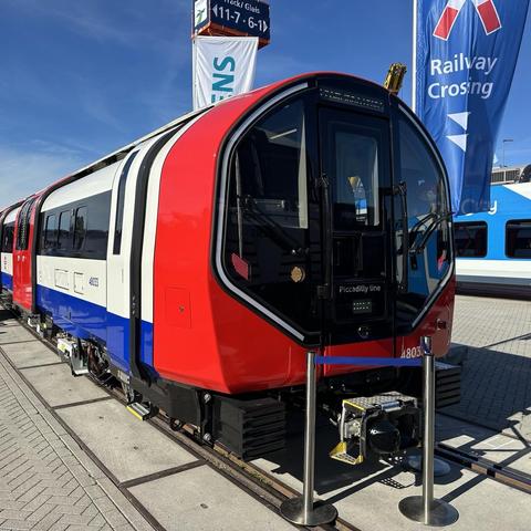 Front side of a new train for the London underground